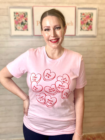 Pink Faith Conversation Hearts Tee