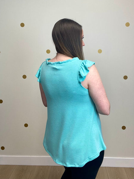 FINAL SALE Mint Ruffle Sleeve Top