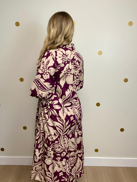 Umgee Plum Floral Print Midi Dress