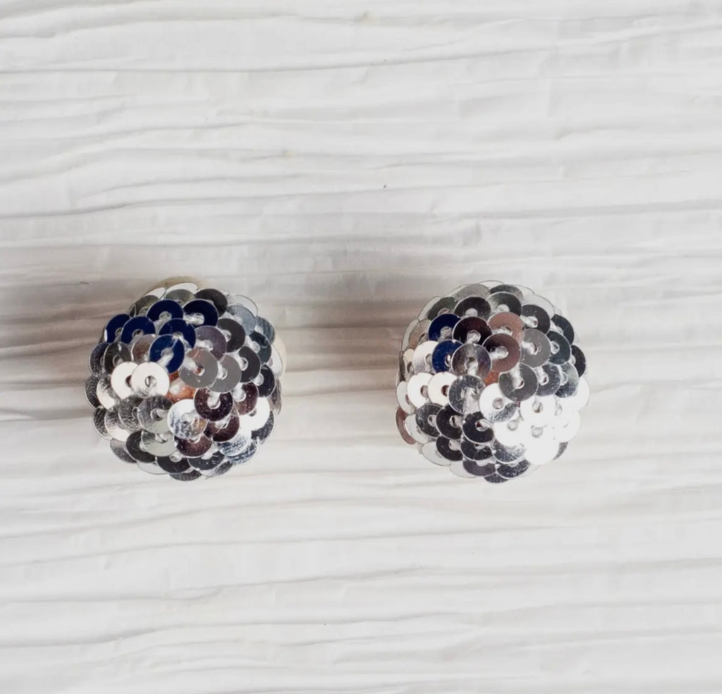 Sparkle in Your Eyes Silver Sequins Stud