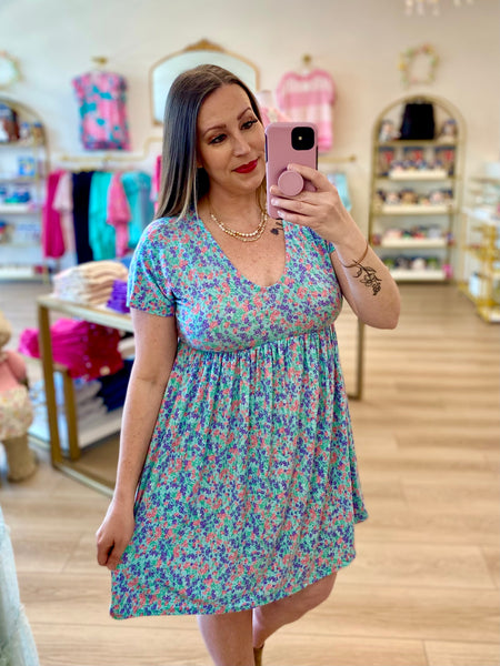 FINAL SALE Mint Floral Dress