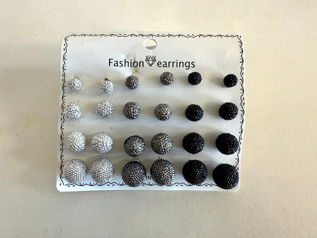 FINAL SALE Silver & Black Earring Set