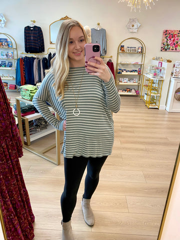 FINAL SALE Sage Striped Tunic
