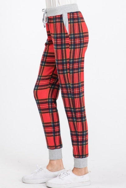 FINAL SALE Red Plaid Jogger Pants