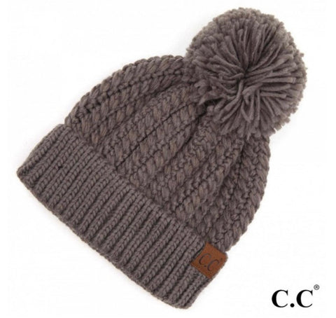FINAL SALE CC Grey Cable Knit Beanie