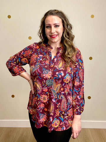 Maroon Paisley Top