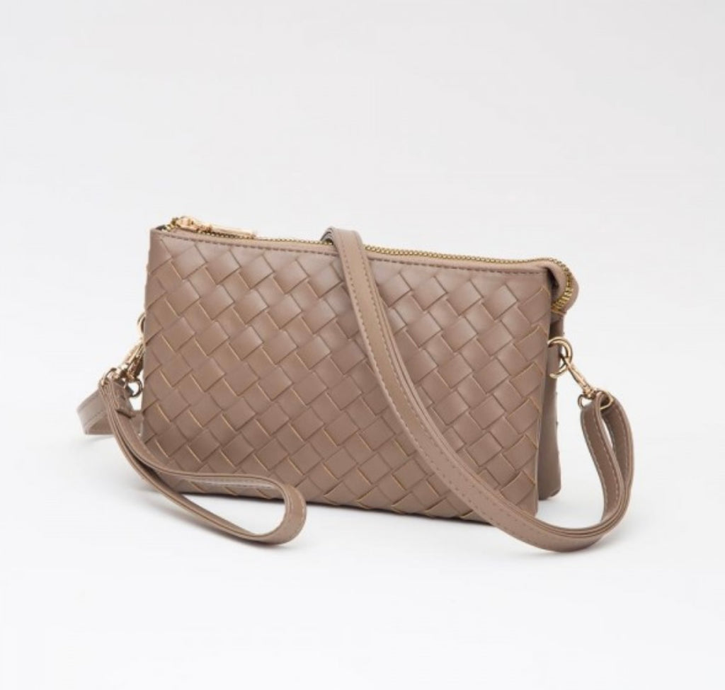 Taupe Woven Crossbody Purse
