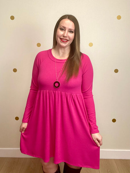 FINAL SALE Magenta Ribbed Dress