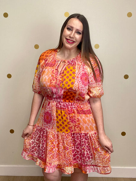 FINAL SALE Umgee Pink Multi Print Dress