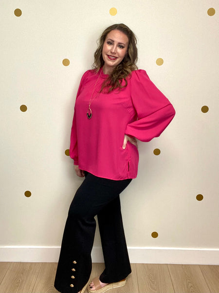 Black Classic Button High Rise Pants