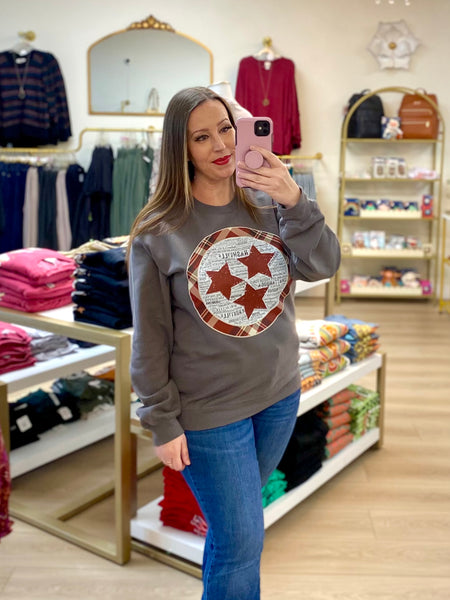 FINAL SALE Charcoal Plaid Tristar Cities Sweatshirt