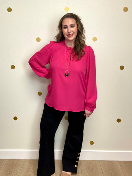 Black Classic Button High Rise Pants