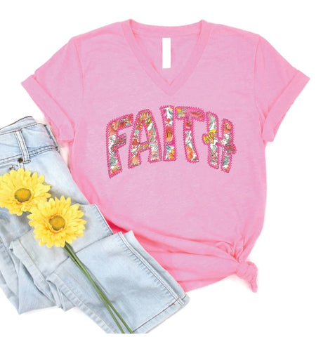 Pink Floral Faith Tee