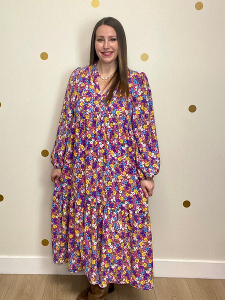 FINAL SALE Fuchsia Floral Pocket Dress