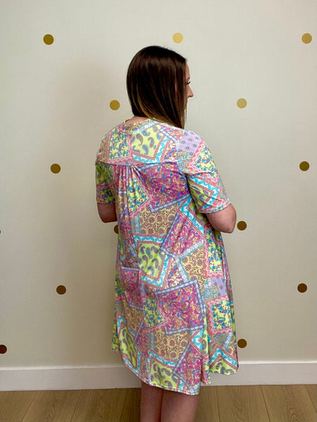 FINAL SALE Multi Patchwork Pocket Dress