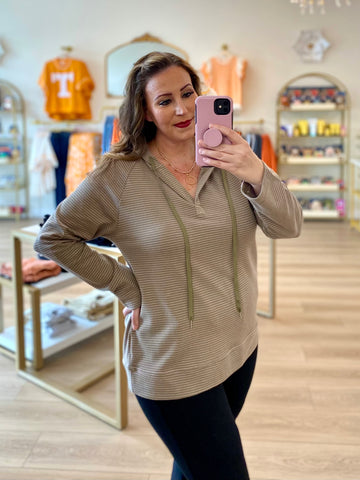 Olive & Pink Striped Hoodie