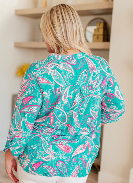 Aqua and Pink Paisley Top - Online Only!