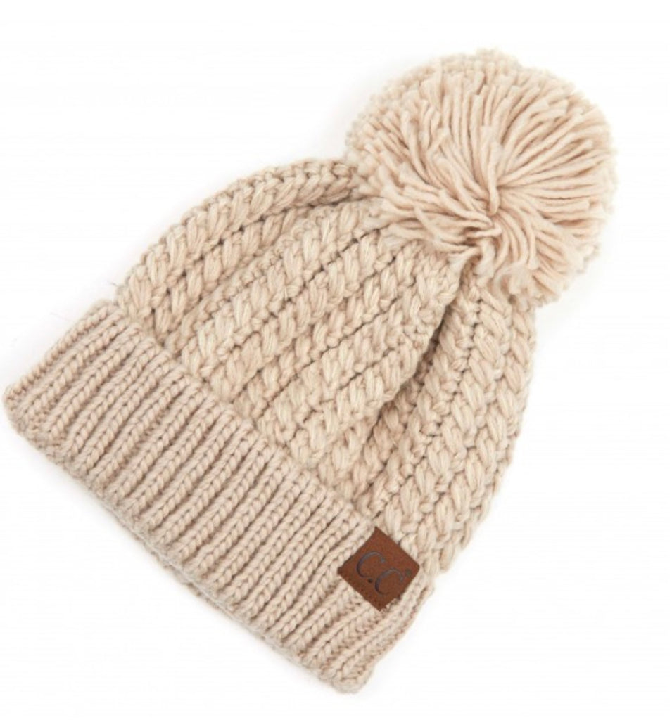 FINAL SALE CC Ivory Cable Knit Beanie