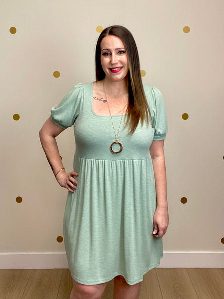 FINAL SALE Mint Two Toned Ribbed Dress