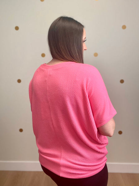 FINAL SALE Pink Textured Top