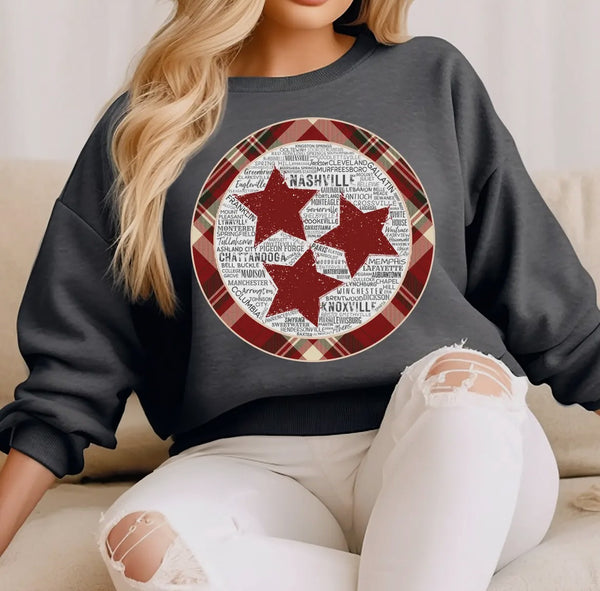 FINAL SALE Charcoal Plaid Tristar Cities Sweatshirt