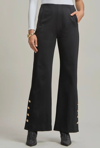Black Classic Button High Rise Pants