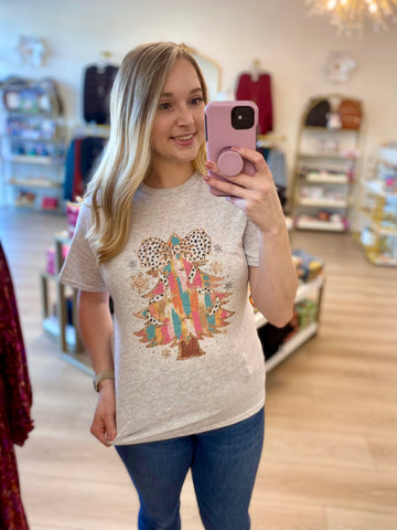 FINAL SALE Colorful Bow Christmas Tree Tee