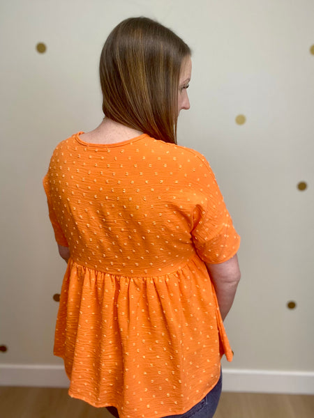 Orange Dot Peplum Top