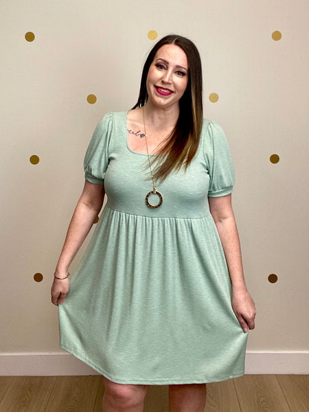 FINAL SALE Mint Two Toned Ribbed Dress
