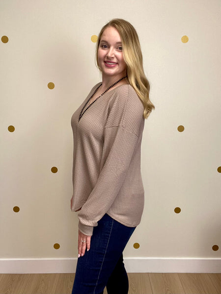 Taupe Waffle Top