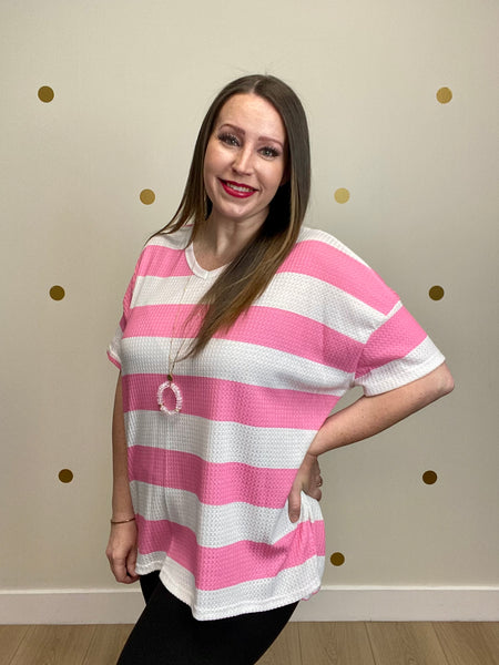 FINAL SALE Pink & Ivory Striped Top