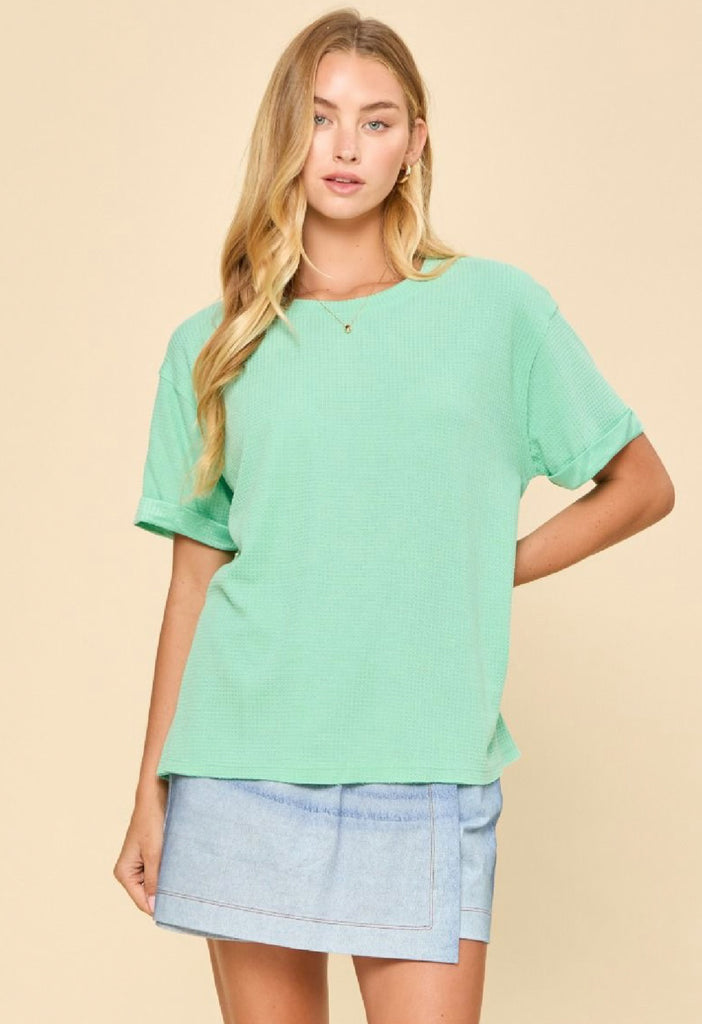 Mint Two Tone Waffle Top