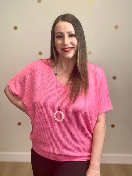 FINAL SALE Pink Textured Top