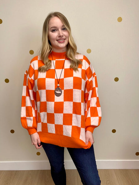 Orange Checkered Sweater