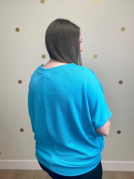 FINAL SALE Blue Textured Top