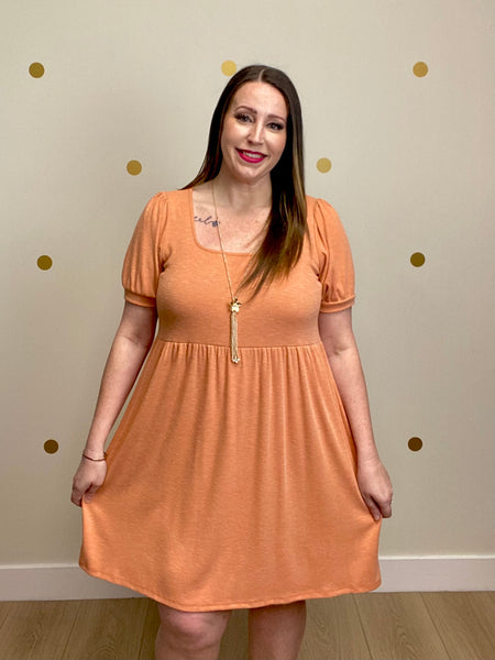 FINAL SALE Coral Two Toned Ribbed Dress