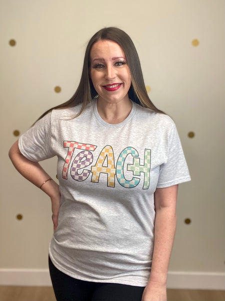 Grey Teach Checkered Tee