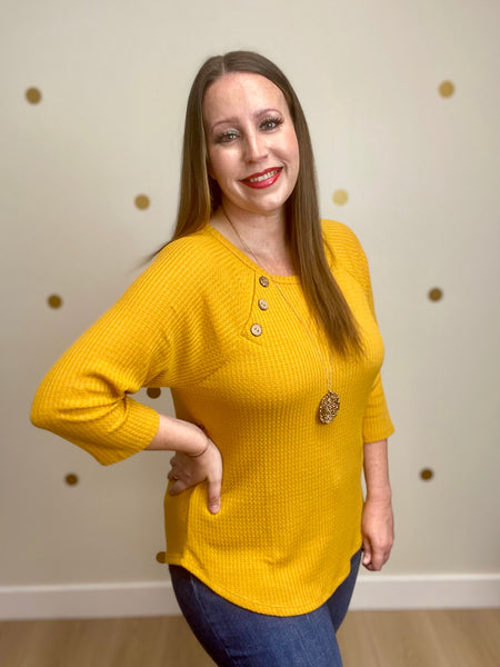 Mustard Button Waffle Top