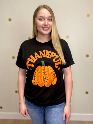 Black Thankful Pumpkin Tee