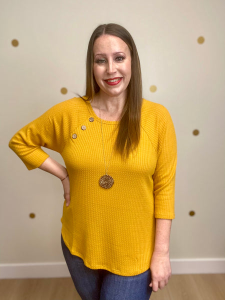 Mustard Button Waffle Top