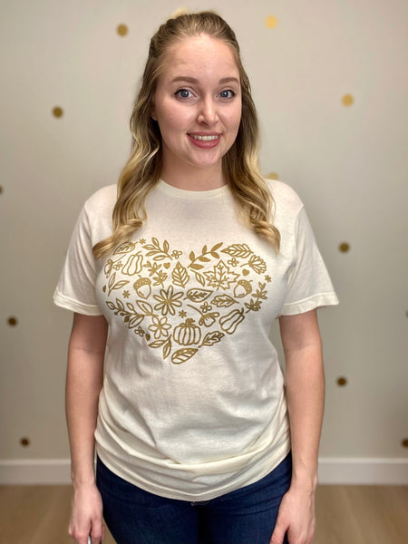 FINAL SALE Cream Fall Heart Tee