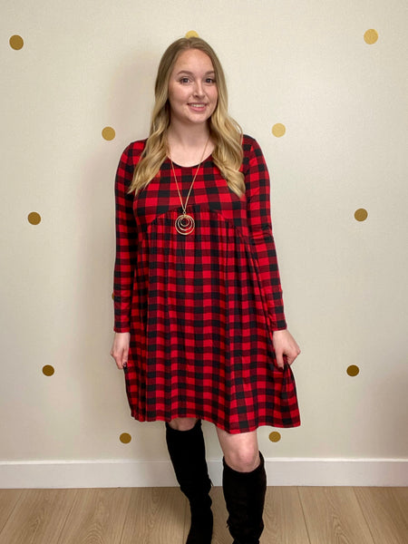 FINAL SALE Black & Red Buffalo Plaid Dress Final Sale