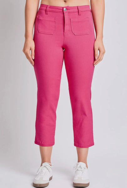 FINAL SALE Pink Hyperstretch High Rise Crop Pant