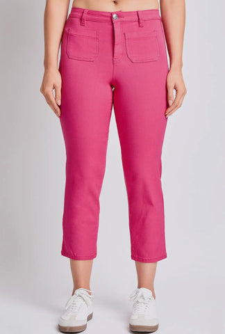 FINAL SALE Pink Hyperstretch High Rise Crop Pant