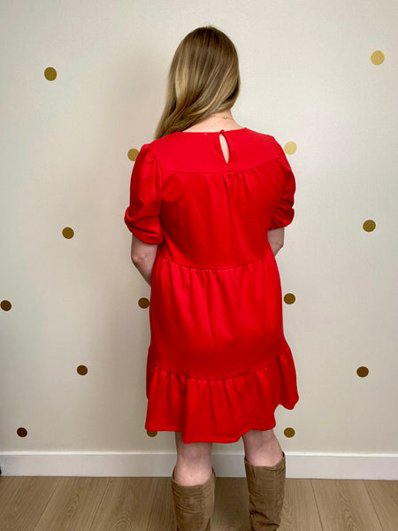 FINAL SALE Umgee Red Christmas Tree Detail Dress