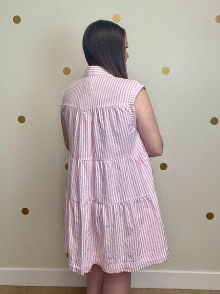 FINAL SALE Umgee Pink Striped Collared Button Down Dress
