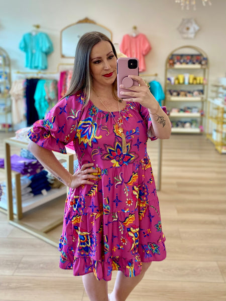 FINAL SALE Umgee Magenta Floral Dress