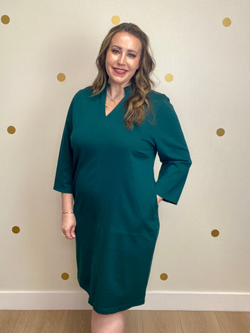 Hunter Green Classic Collared Dress