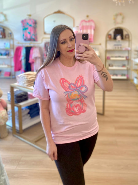 FINAL SALE Pink Multicolor Bunny Tee