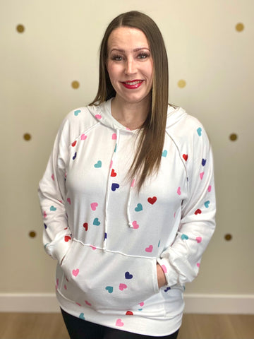 Ivory Multicolor Heart Hoodie